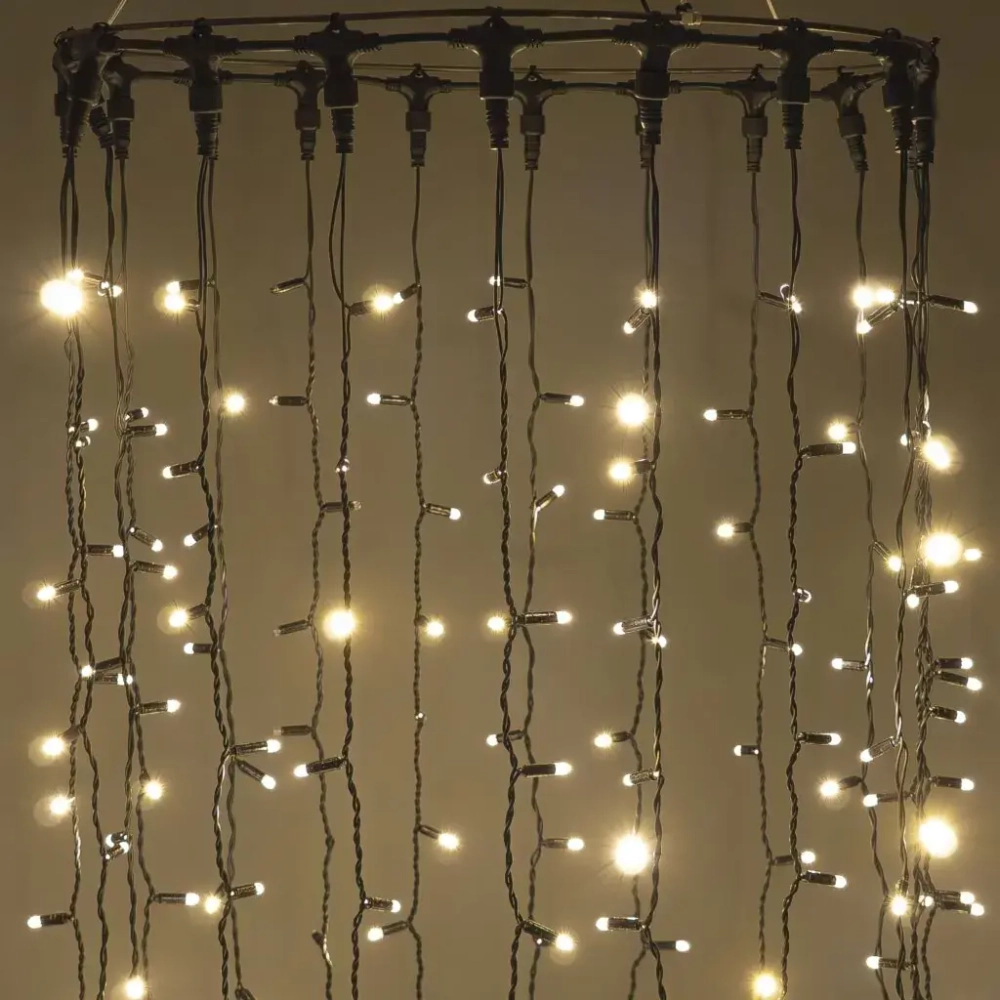 Светодиодный занавес 2*3 м., 600 LED, тепло-белый, статика, черный провод каучук, LTC (ECO602-1-2WW)