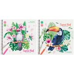 Скетчбук А5, 20л, 190х190мм на гребне, пл. 180гр, белая бумага, Спейс Tropical Bird