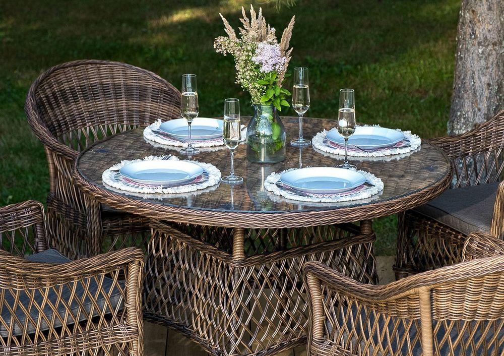 "Дольче" обеденная группа из искусственного ротанга, цвет коричневый