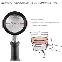 Воронка кольцо для холдера портафильтра d 58 мм черная d 7,5 см h2,9 см алюм. P.L.- Barbossa