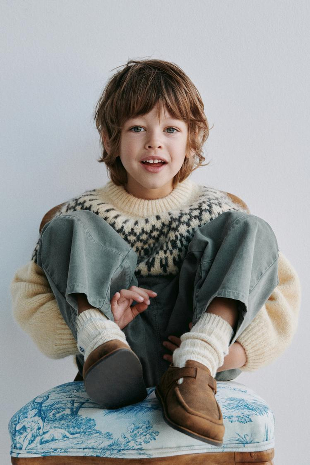 ZARA ЖАККАРДОВЫЙ СВИТЕР ИЗ ШЕРСТИ И АЛЬПАКИ, ВАНИЛЬНЫЙ