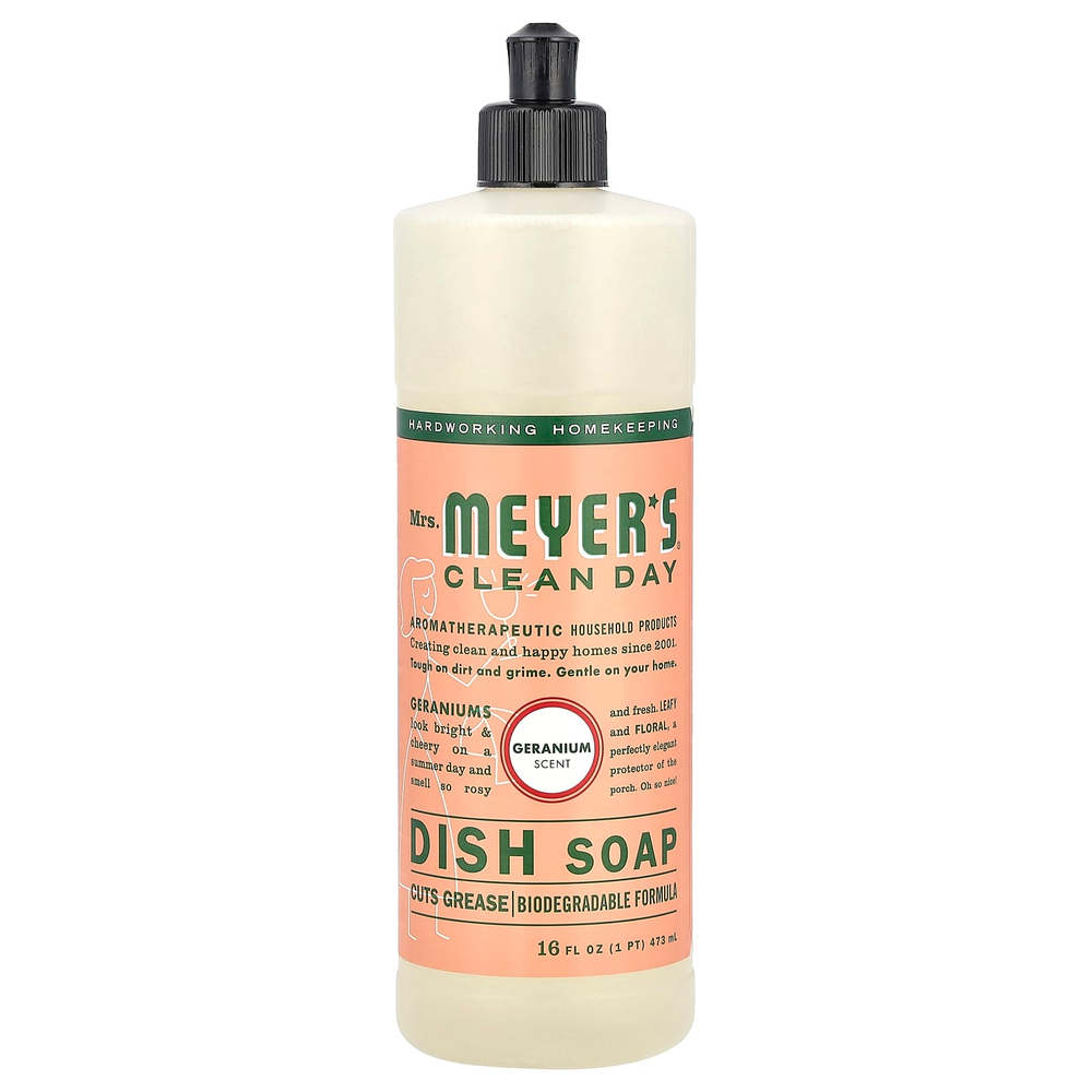 Mrs. Meyers Clean Day, жидкость для мытья посуды, герань, 473 мл (16 жидк. унций)