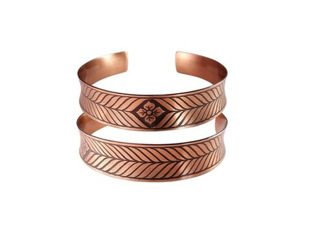 Медный браслет, пластинчатый. Длина 17,5 см