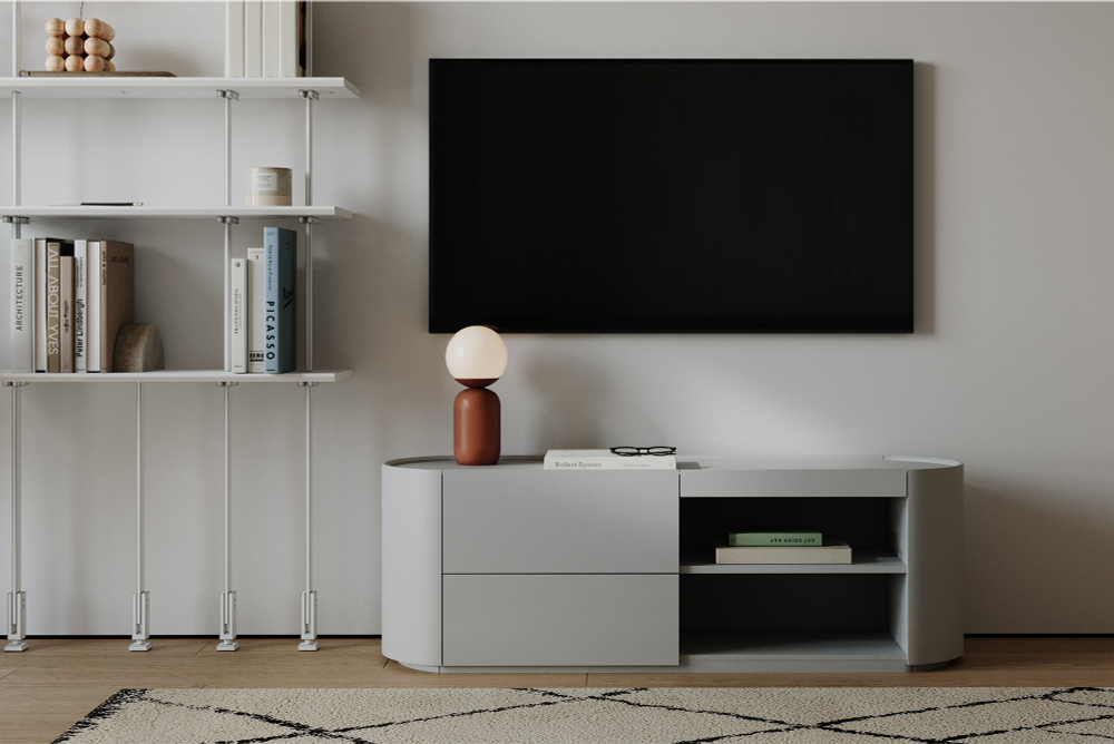 Тумба Lagom под ТВ 2 ящика 2 полки ширина 140 см (светло-серый)