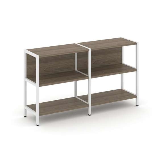 Shelf System Двухсекционный стеллаж двухярусный SN.STM-221 Вяз Благородный/Металл Белый 1590*400*879