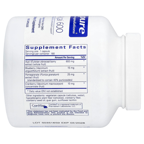 Pure Encapsulations, Acai 600, 180 Capsules