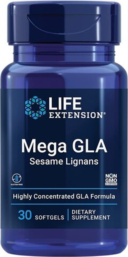 Life Extension, Мега-ГЛК кунжутные лигнаны, Mega GLA Sesame Lignans, 30 капсул