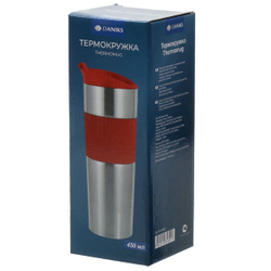 Термокружка 0.45 л, Daniks, колба нерж сталь, красн, SL-091А-RED