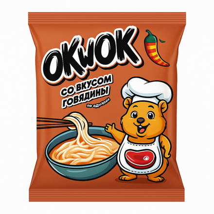 Лапша OKwok со вкусом говядины по домашнему 90 гр