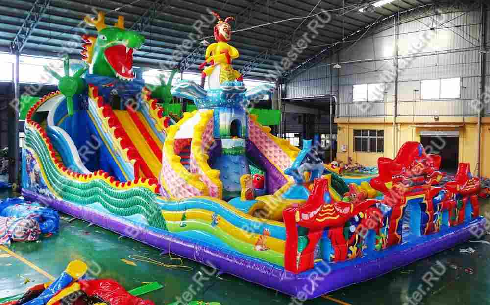 Коммерческий надувной батут "Хижина дракона", 20*10*7 м