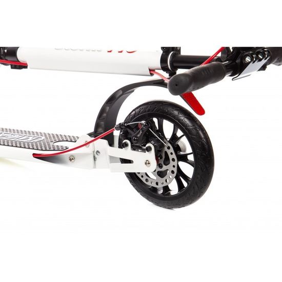 Складной двухколёсный самокат Micar Storm Pro 200 мм с двумя амортизаторами и ручным дисковым тормозом, белый