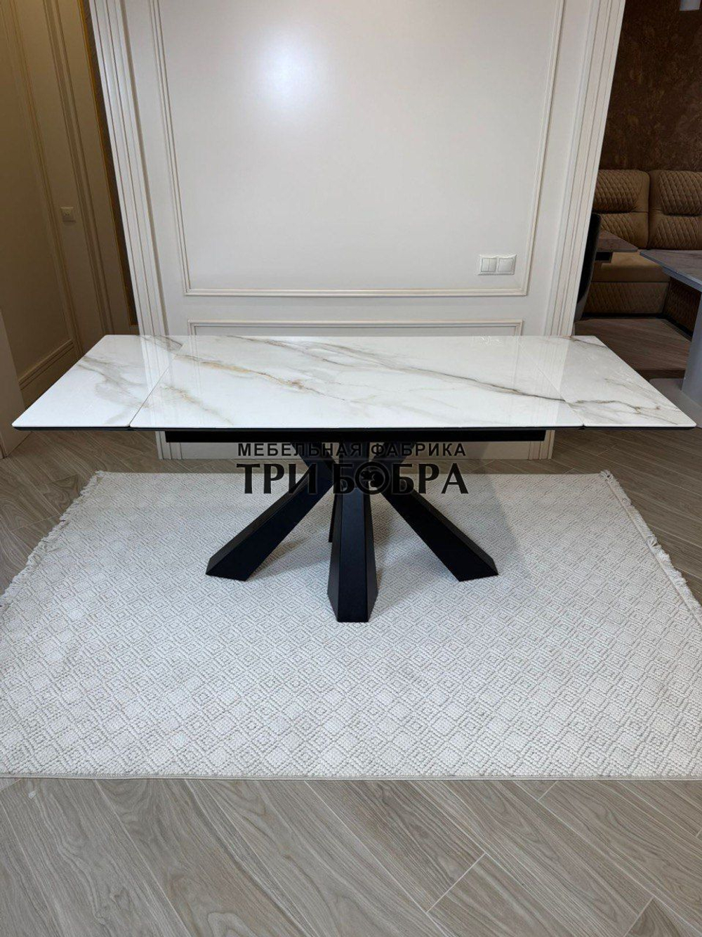 Кухонный раздвижной стол "Спайдер" из КЕРАМОГРАНИТА, итальянский мрамор
