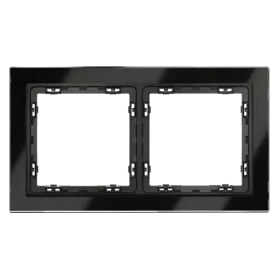 Рамка стеклянная VOLTUM S70 на 2 поста, (черный,стекло)