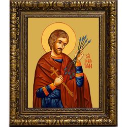 Севастиан Римский военачальник, святой мученик. Икона на холсте.