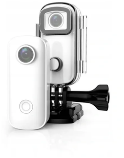 Мини экшн-камера SJCAM C100+ / Action camera SJCAM C100+ / Экшн камера для съемки под водой / Экшн камера с водонепроницаемым боксом, белый