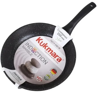 Сковорода 26*6см с ручкой «Marble Induction» (темный мрамор) смти260а