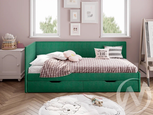 Кровать Лео 0;8 КР-49 (белый/изумруд)