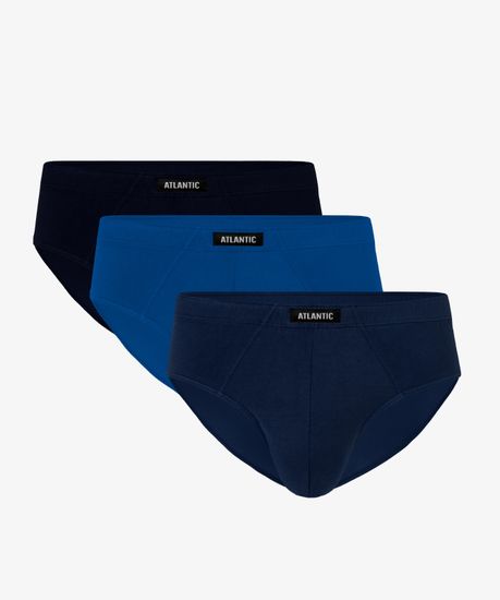Мужские трусы (3шт) слипы классика Atlantic 3MP-129, темно-синий + голубой + темно-голубой