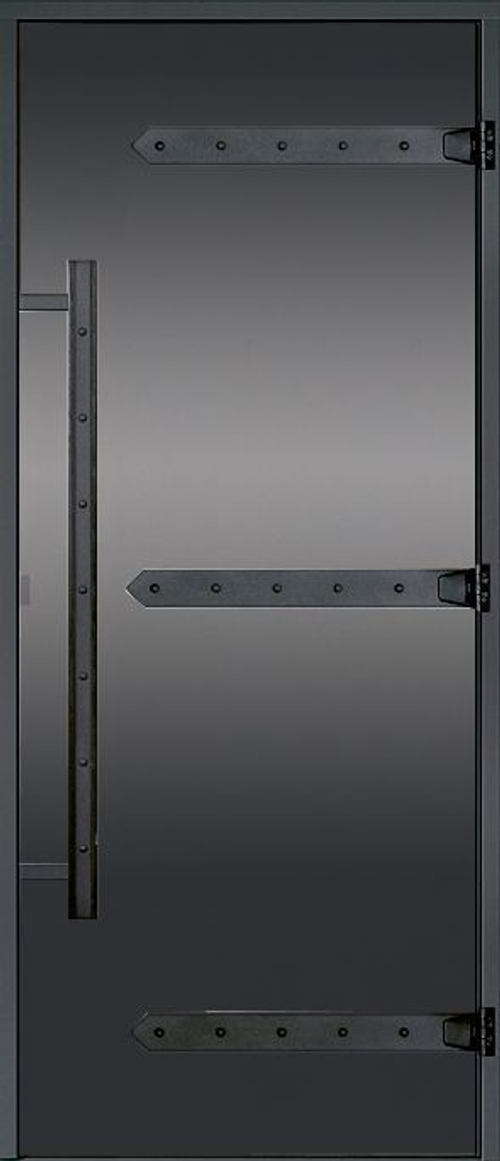 HARVIA Двери стеклянные LEGEND 9/19 черная коробка алюминий, стекло серое, арт. DA91902L