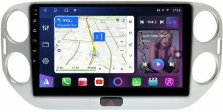 Магнитола для Volkswagen Tiguan 1 2007-2016, Golf Plus (рамка 10 серебро, любая кнопка) - FarCar BM489M на Android 13, QLED, ТОП процессор, 4Гб+32Гб, CarPlay, 4G SIM-слот