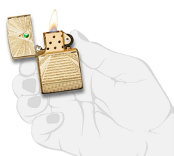 Зажигалка Zippo Armor с покрытием High Polish Brass, латунь/сталь, золотистая, 36x12x56 мм