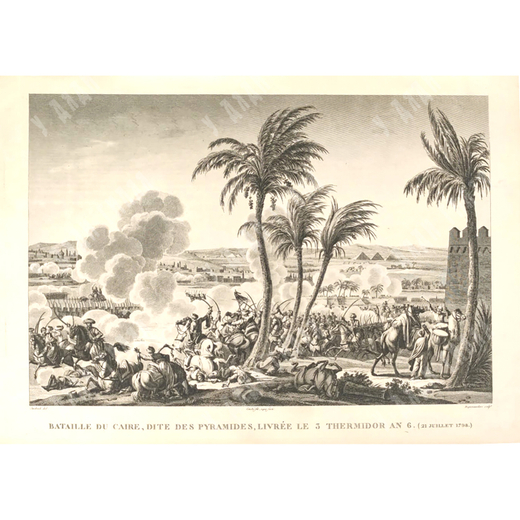 Битва в Каире (Битва при Пирамидах). Гравюра из альбома Военные кампании Франции. 1834