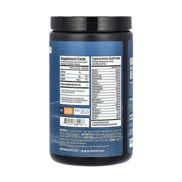 Пептиды коллагена без вкуса, Collagen Peptides Unflavored, BUBS Naturals, 283 г 2