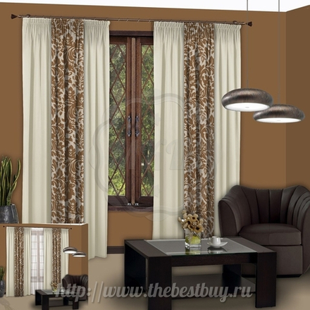 Шторы для спальни блэкаут: Верне (арт. 1109)  - (180х270)х2 см. - молоко-золото