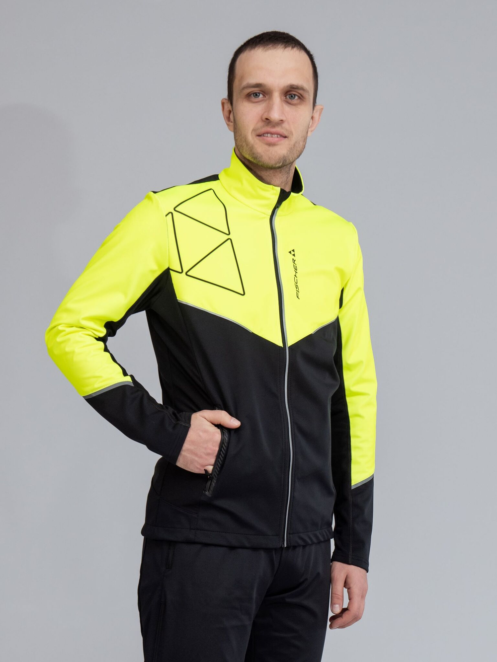 Мужская куртка FISCHER Softshell Light, черно-лим. GR8207-103