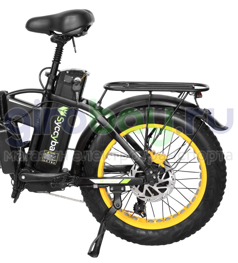 Электровелосипед Syccyba F10 Pro Dual 48V/23Ah (полный привод) - Желтый обод фото №11