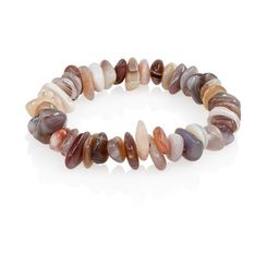 Браслет из натурального Агата Ботсвана серо-бежевого - галтовка