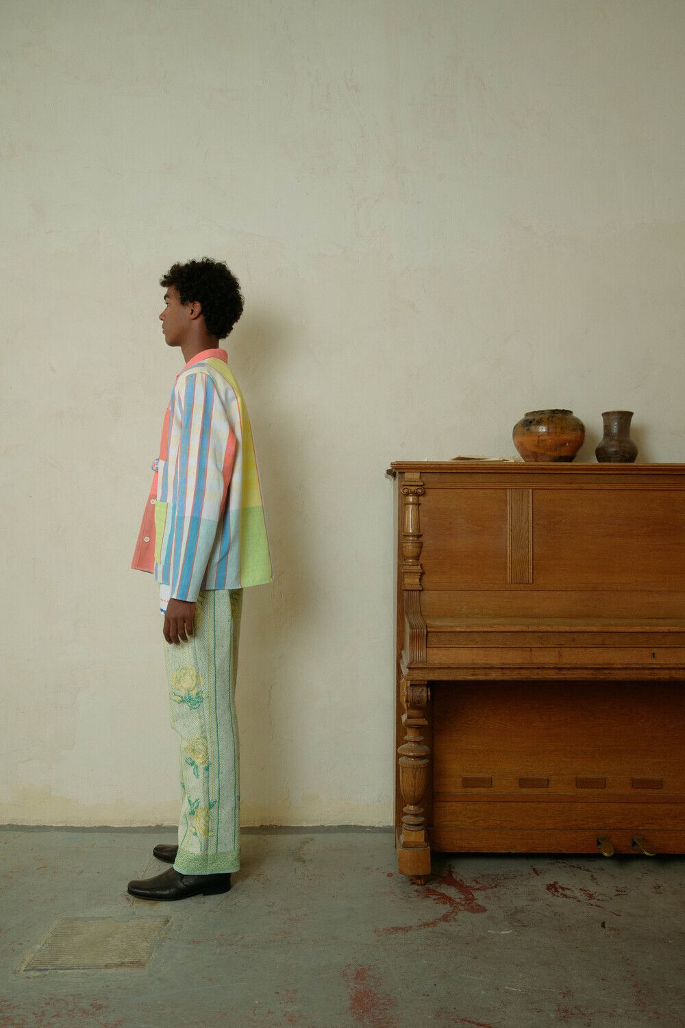 Рубашка Soeurs с Градиентным Принтом / Gradient Plaid Print Long Sleeve розовая