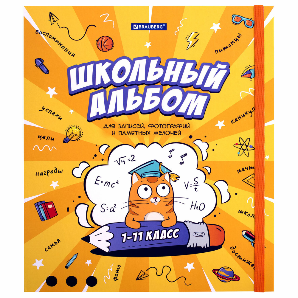Папка-портфолио школьника А4 ШКОЛЬНЫЙ АЛЬБОМ 10 вкладышей магнитный клапан 7БЦ BRAUBERG (2 штуки в упаковке)