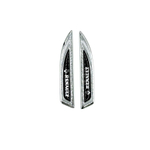 Накладки/наклейки Renault объемные металлические ("плавник" Рено 14,5х2,5см). 2 шт в комплекте. Серебристый цвет