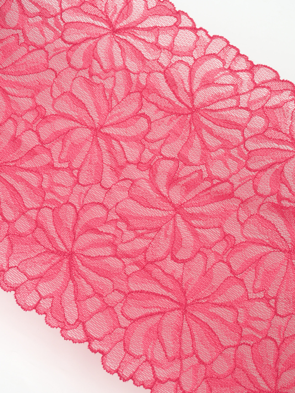 Эластичное кружево светло-малиновое ширина 23 см отрез 3 м