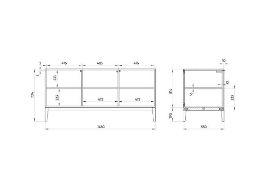 Тумба Fjord 3 двери глубина 55 см (белый)