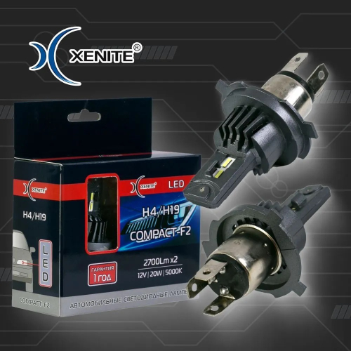 Лампа светодиодная H4/H1912V 20W 2700Lm 5000K COMPACT-F2 2 шт Xenite