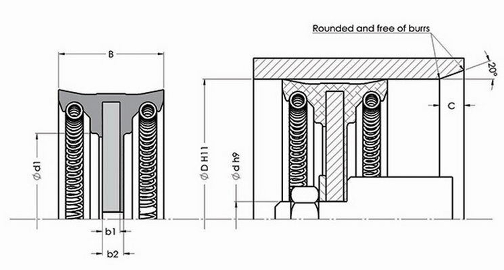 A124-145 Поршневое уплотнение 145-25-45