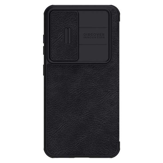 Кожаный черный чехол книжка от Nillkin для Samsung Galaxy S23, серия Qin Pro Leather с защитной шторкой для камеры
