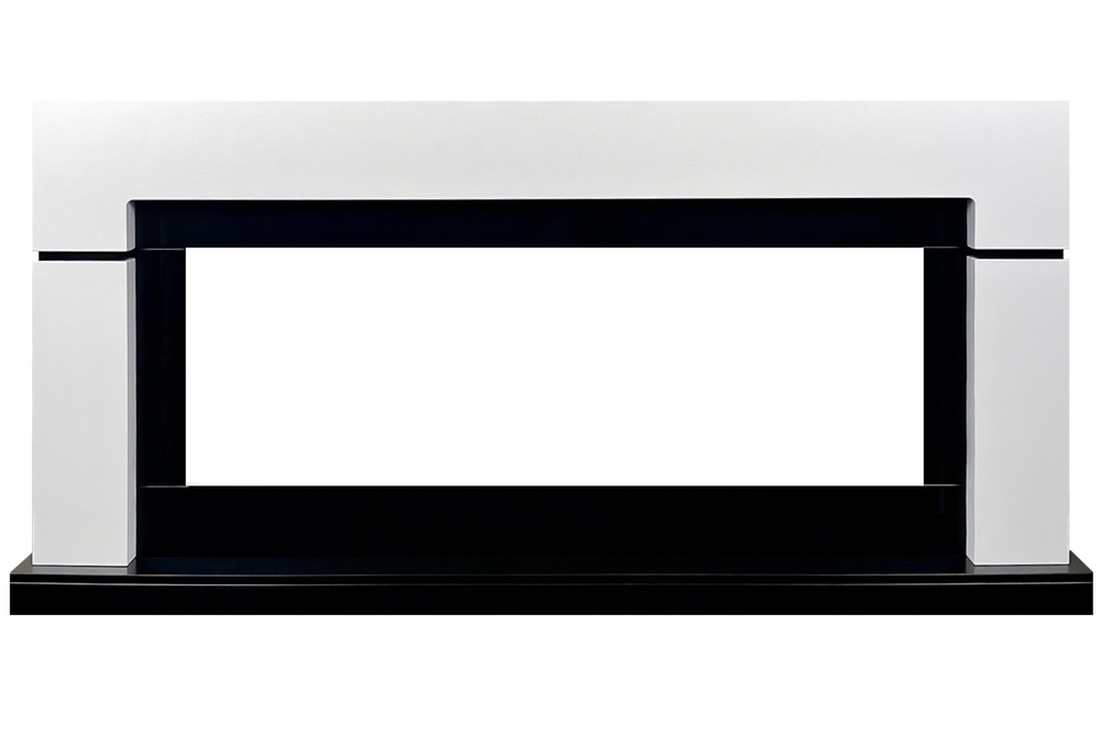 Каминокомплект Lindos 60 - Белый с черным с очагом Vision 60 LOG LED