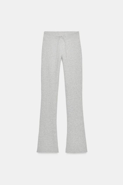 ZARA РАСКЛЕШЕННЫЕ БРЮКИ С ЭФФЕКТОМ ПОТЕРТОСТИ, СЕРЫЙ МЕЛАНЖ