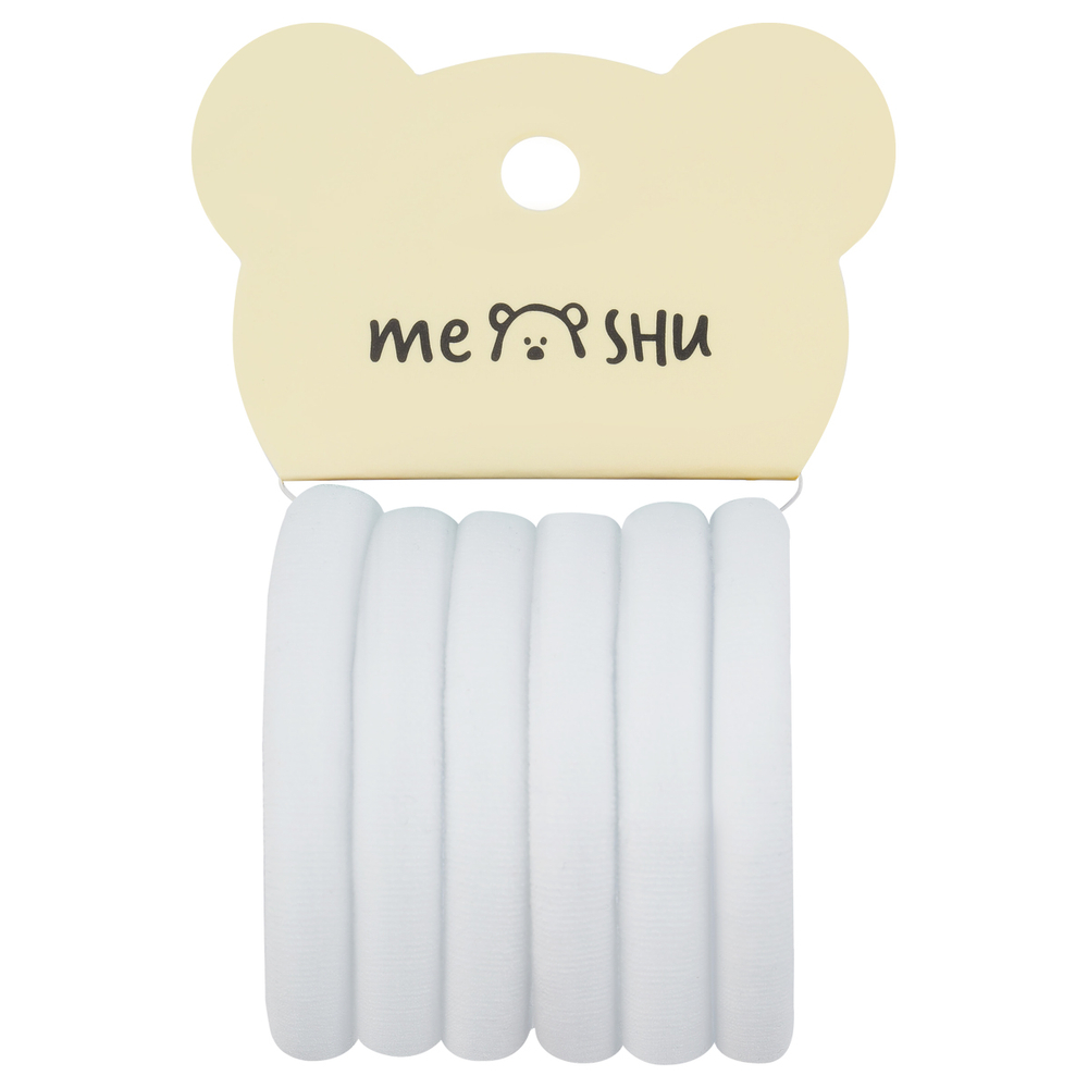 Резинки для волос MESHU "Essence thin", белые, 6шт., диаметр 4см, европодвес MS_60542