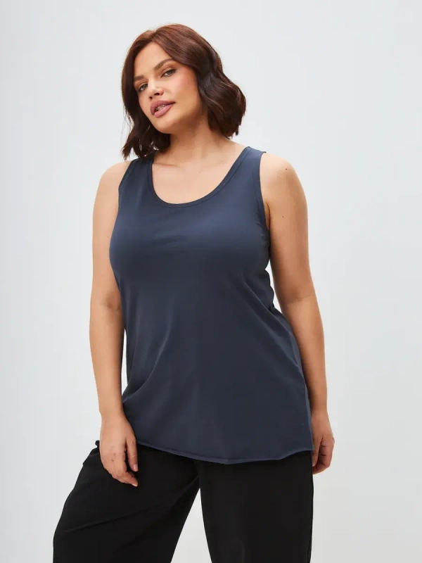 Майка базовая под пиджак удлиненная оверсайз графит