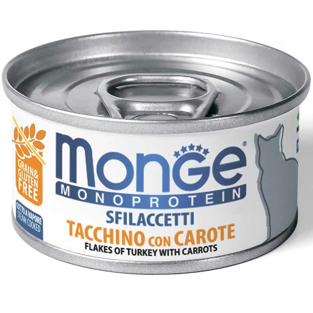 Monge Cat Monoprotein 80 г (индейка с морковью) - монопротеиновые консервы (мясные хлопья) для кошек