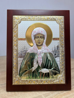 Матрона, икона прямоугольная с рамкой, красное дерево, эмаль 210х260