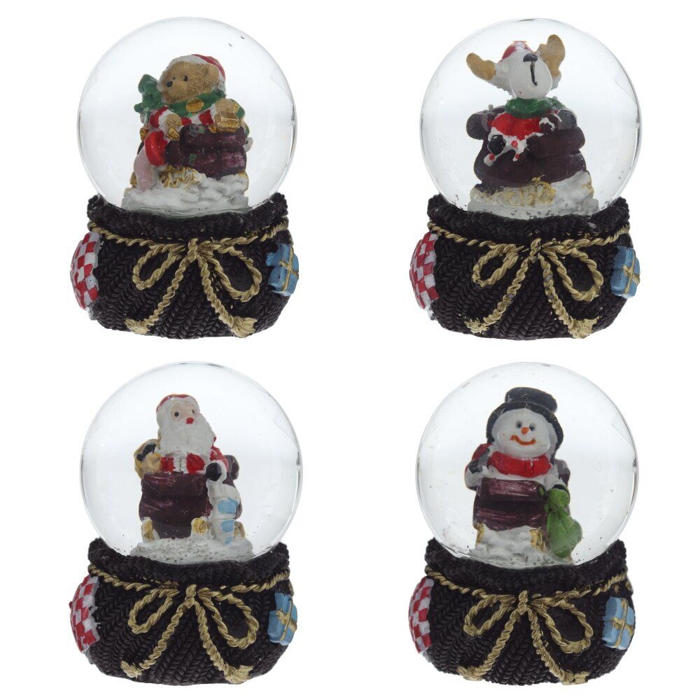 GAEM Фигурка декор в стекл шаре "Дед Мороз/Мишка/Олень", D 4.5 см, L4,5 W5 H6 см, 4в.