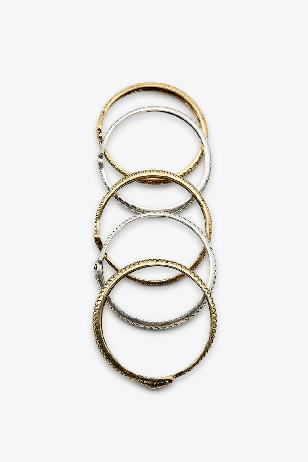 ZARA НАБОР ИЗ 5 КОМБИНИРОВАННЫХ БРАСЛЕТОВ «ЗМЕИ», ЗОЛОТОЙ/СЕРЕБРЯНЫЙ