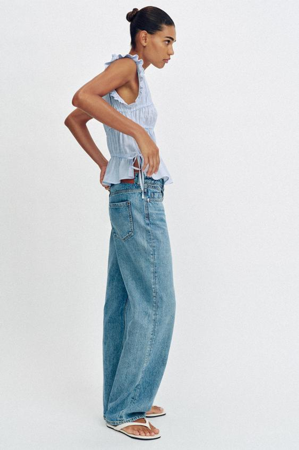 ZARA ТОП В ПОЛОСКУ ИЗ ЭЛАСТИЧНОЙ ТКАНИ, СИНИЙ/БЕЛЫЙ