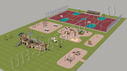Досуговая зона с детскими игровыми и спортивными площадками