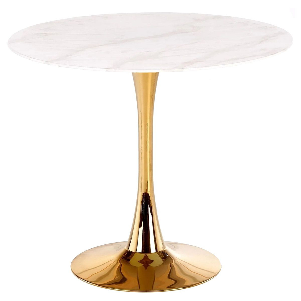 Стол керамический LA ALTA ARIEL-1KG SQT-1KG белый D90, каркас золото